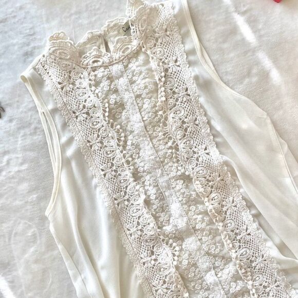 Haute monde sheer cream sleeveless high neck blouse, like new, medium C-3 - Picture 13 of 14